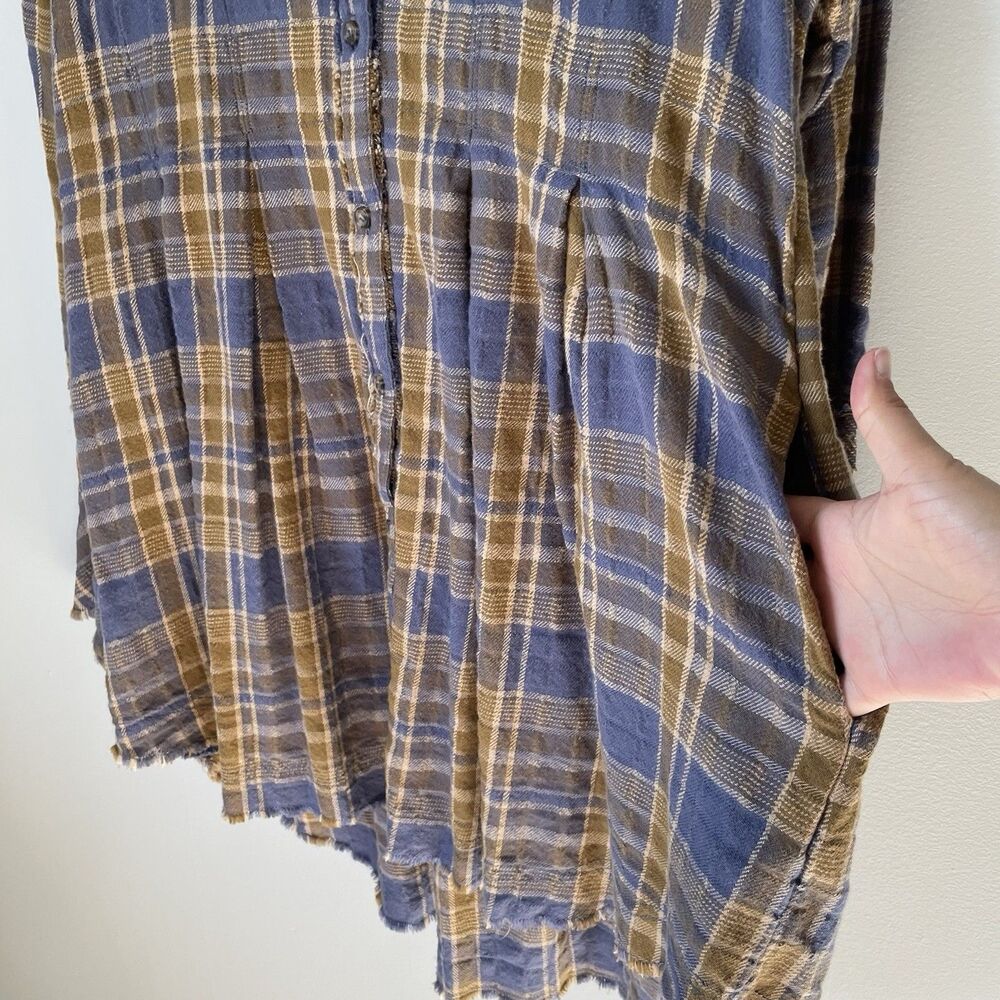 We The Free Plaid Plaid Flannel Mary Ann Button Down Tunic Dress Women's Medium - Picture 11 of 13